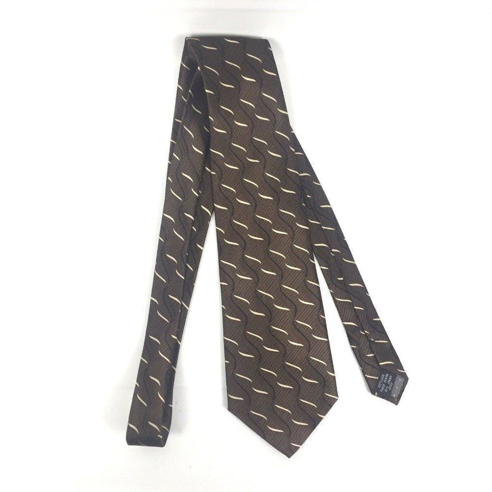 Salvatore Pellegrino Mens Necktie Brown Black Crea - Picture 3 of 6
